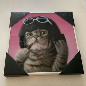 Epic Art “Bob Cat” by Lucia Heffernan Acrylic Glass Wall Art Size 12” x 12”. NWT